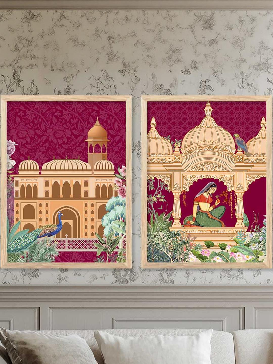 WALLLANE Red 2 Piece Wood Wall Paintings