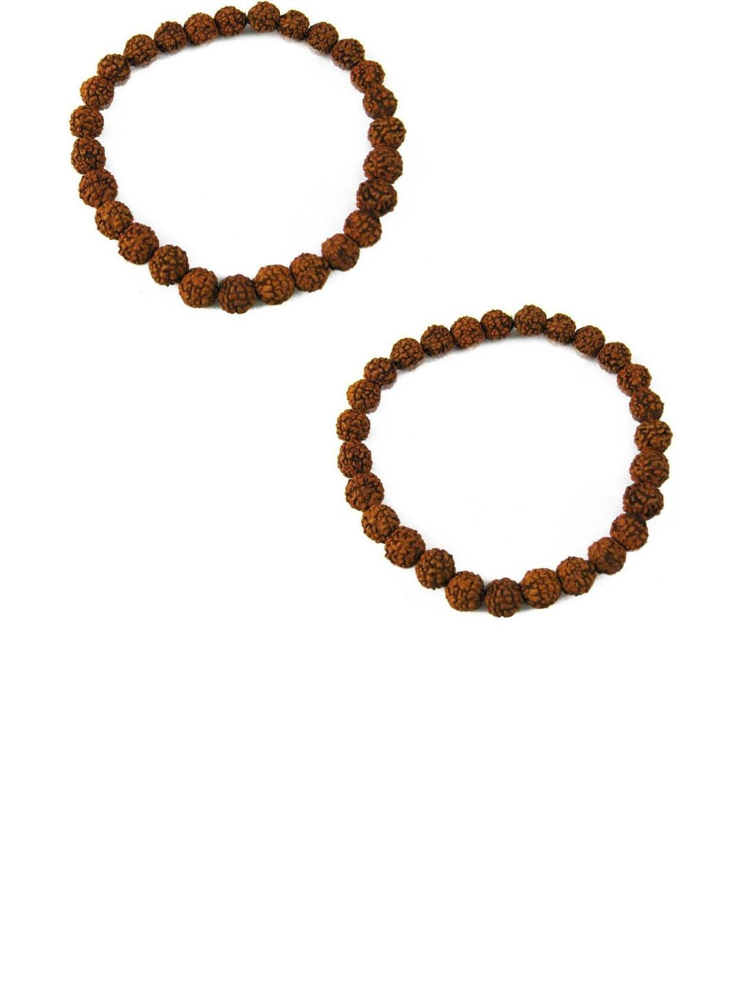 Divine souvenirs Unisex Set Of 2 Artificial Beaded Elasticated Wooden Bracelets