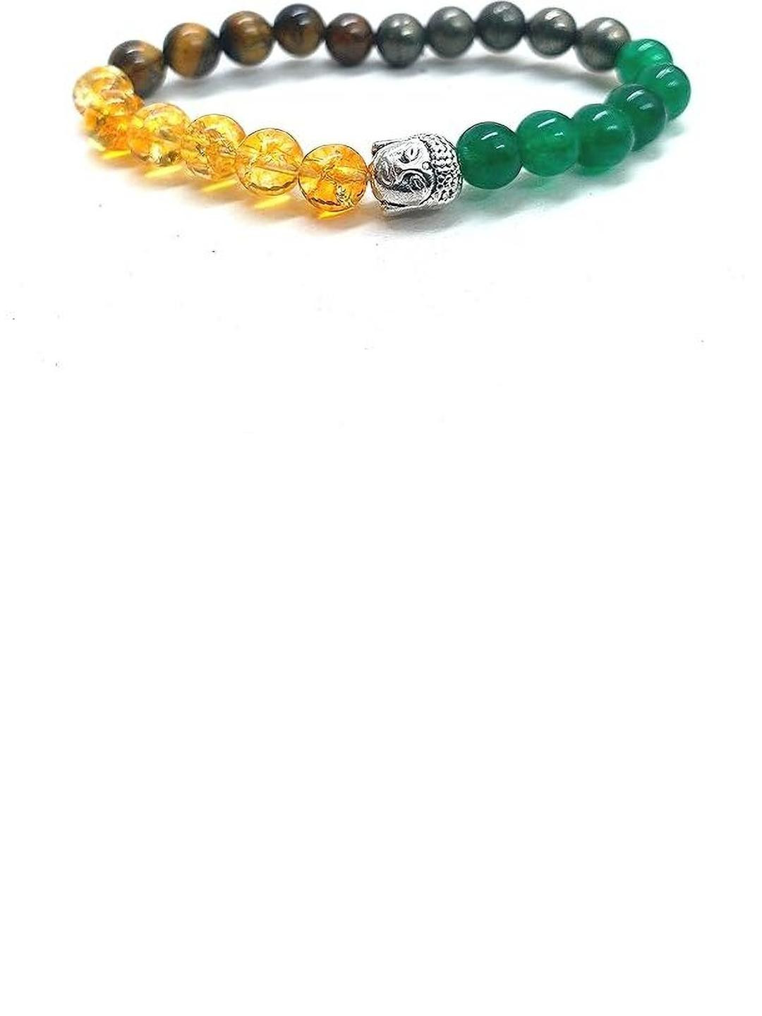 VIBESLE Unisex Tiger Eye Crystals With Buddha Head Bracelet