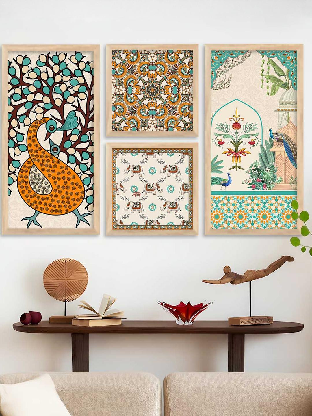 WALLLANE Wood Traditional Wall Paintings 4Pc