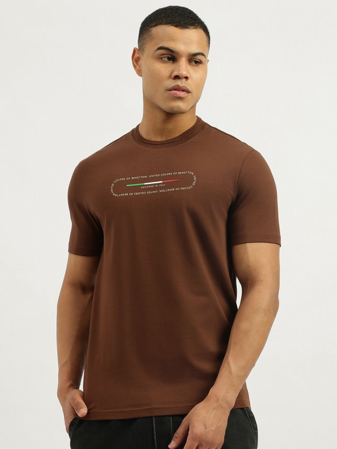 United Colors of Benetton Typography Printed Crew Neck Relaxed Fit T-Shirt