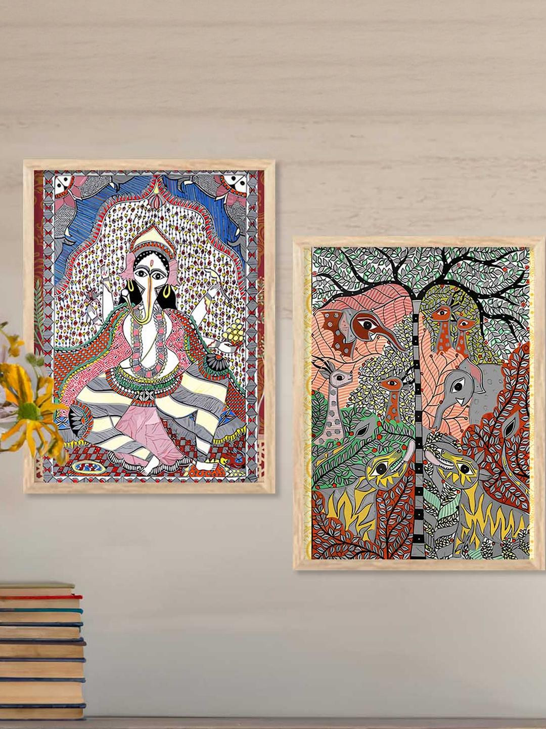 WALLLANE Traditional 2 Piece Wood Abstract Wall Paintings
