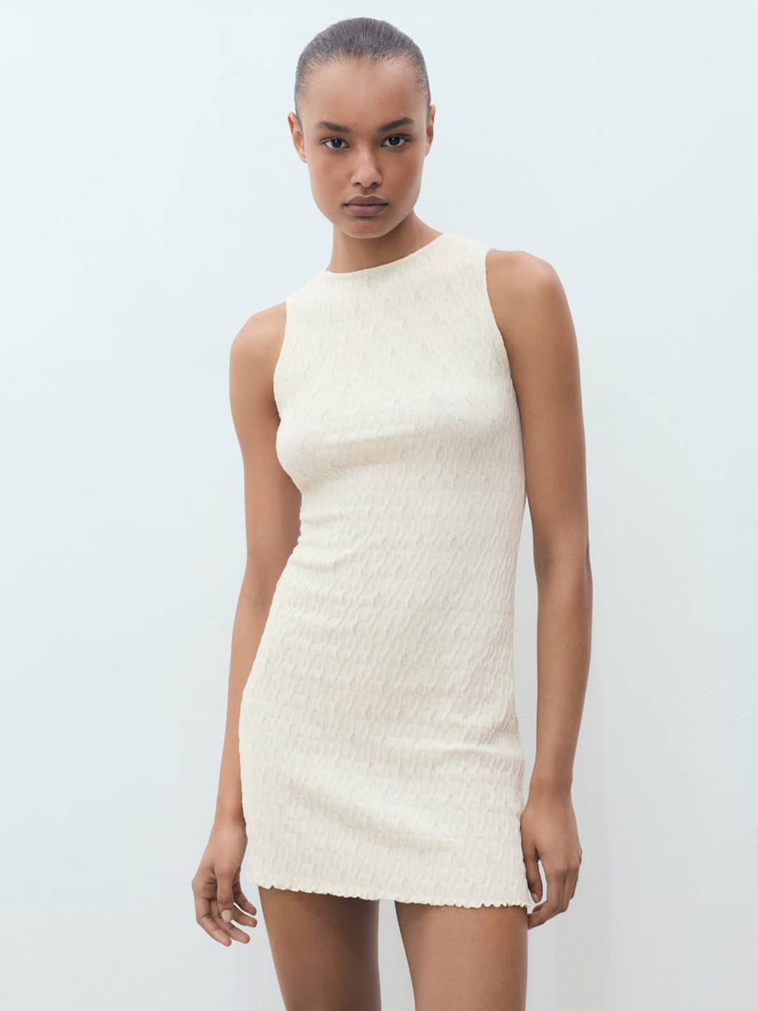 MANGO Textured Knits Mini Bodycon Dress