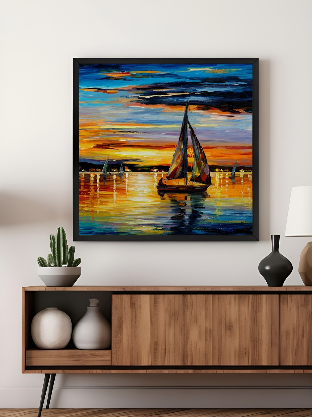 999Store Orange & Blue Nature Themed Canvas Wall Art