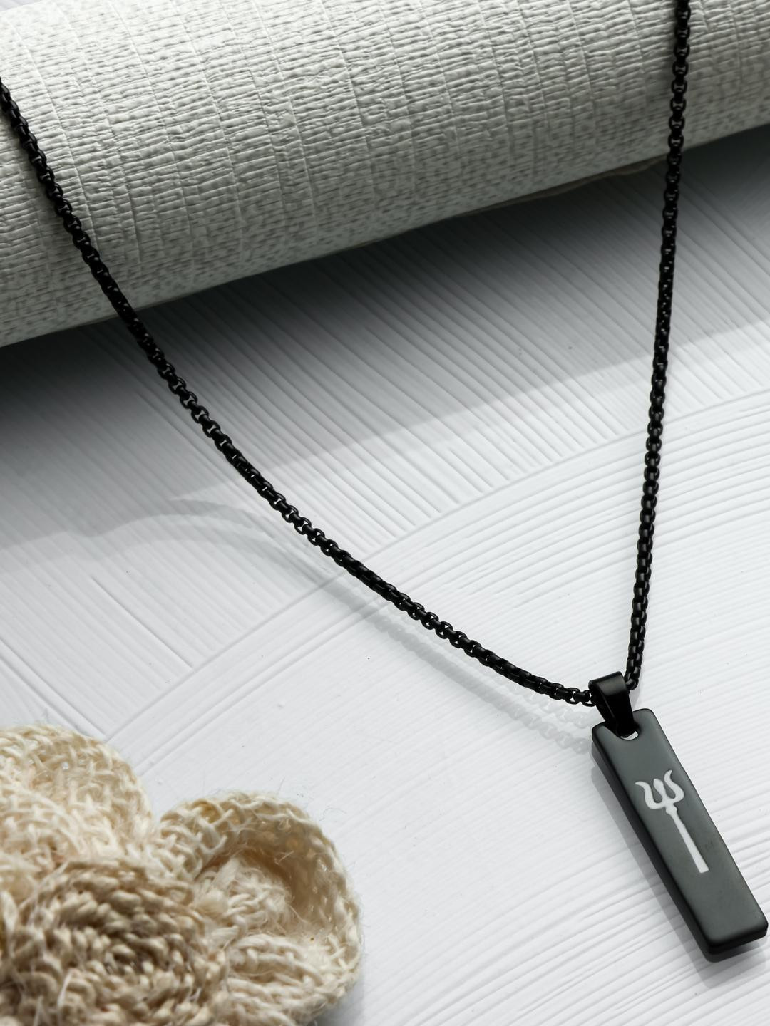 Nikza Exclusive Black Silver-Plated Geometric Pendants