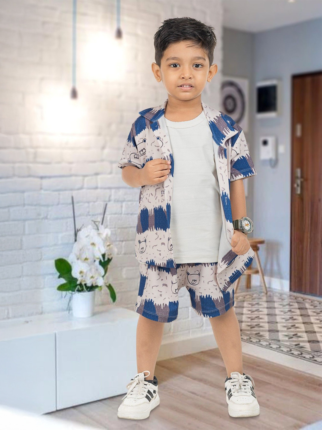 NEW GEN Boys Printed Short Sleeves Shirt with Shorts