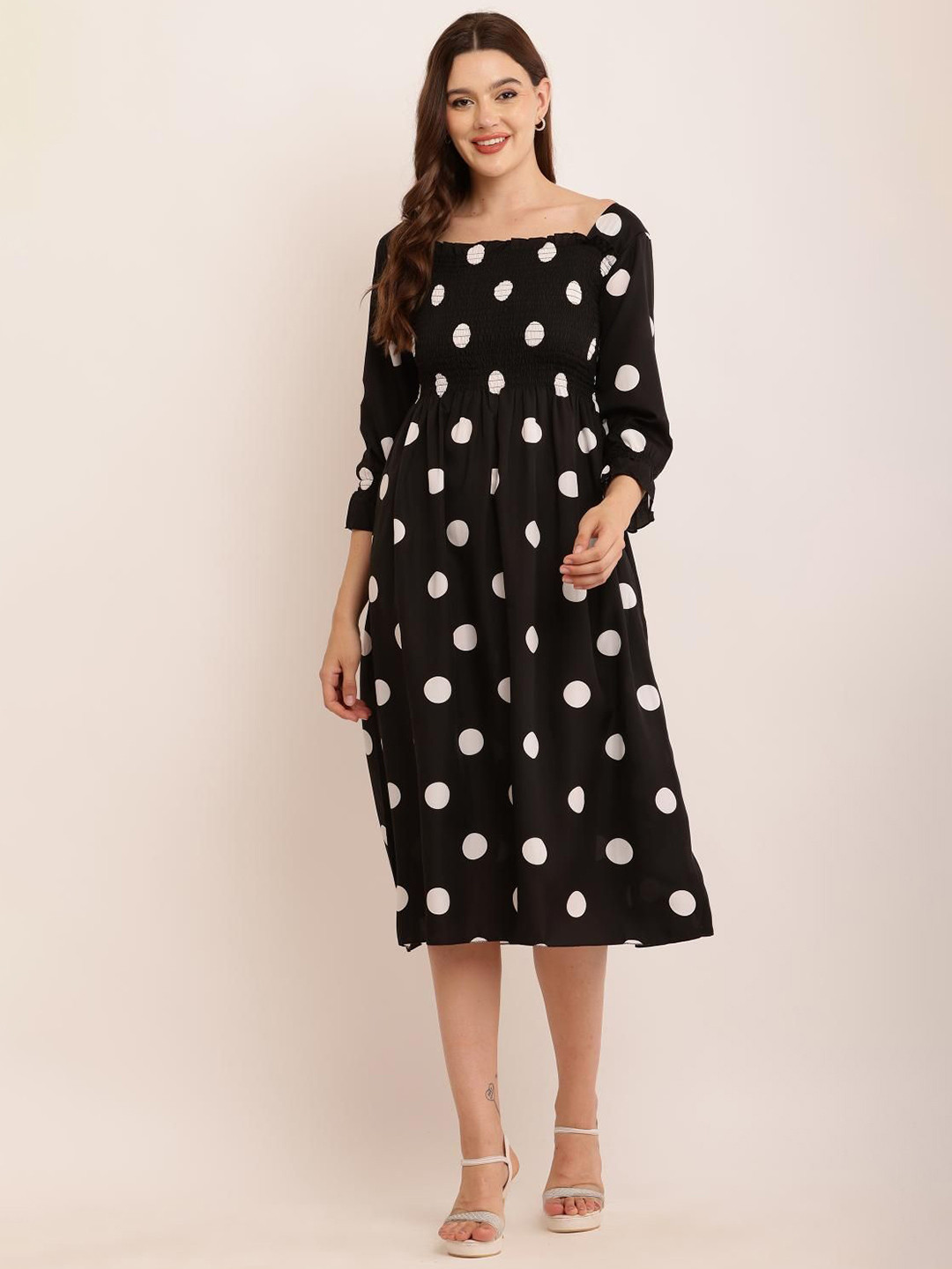 69 FASHION STREET Women Polka Dot A-Line Midi Dress