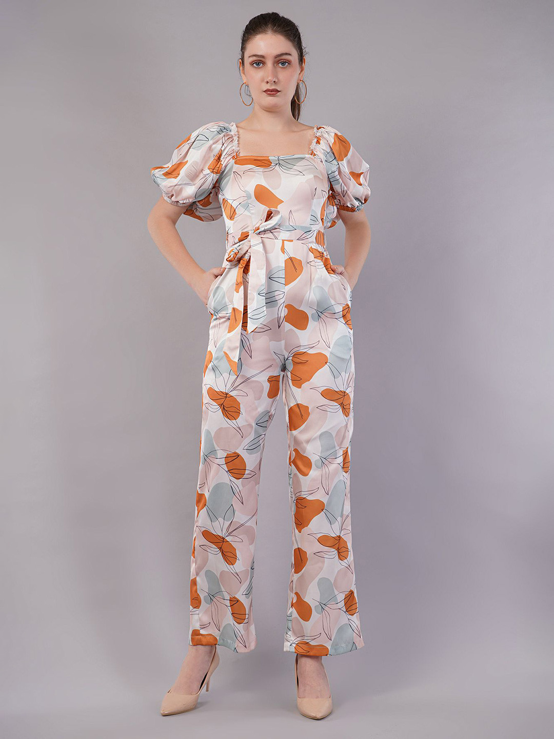 FLY STITCH Women Printed Waist Tie-Ups Basic Jumpsuit
