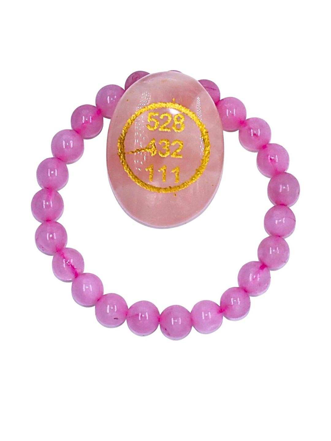 VIBESLE Pink Crystals Elasticated Ceramic Bracelet