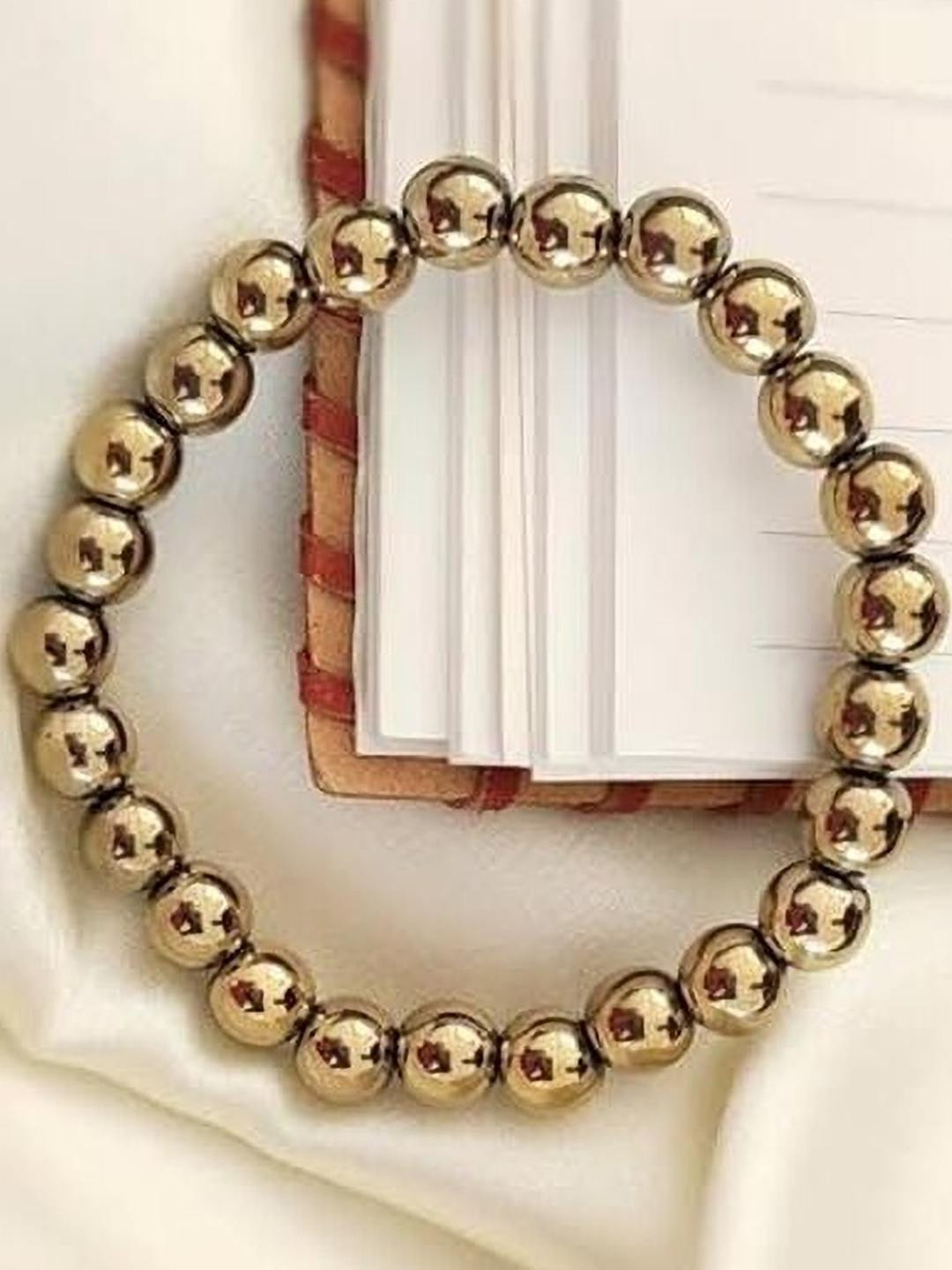 VIBESLE Unisex Crystals Gold-Beaded Bracelet