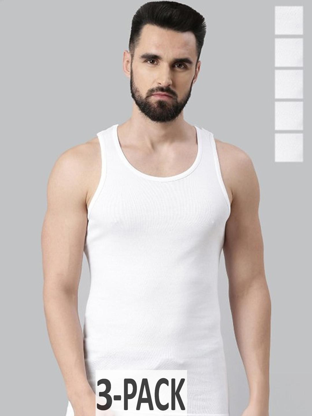 CAVENDERS Pack of 3 Men's White Cotton Innerwear Vests