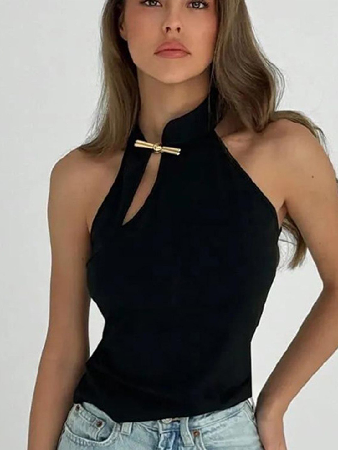 LULU & SKY Women Fitted Metal Applique Top