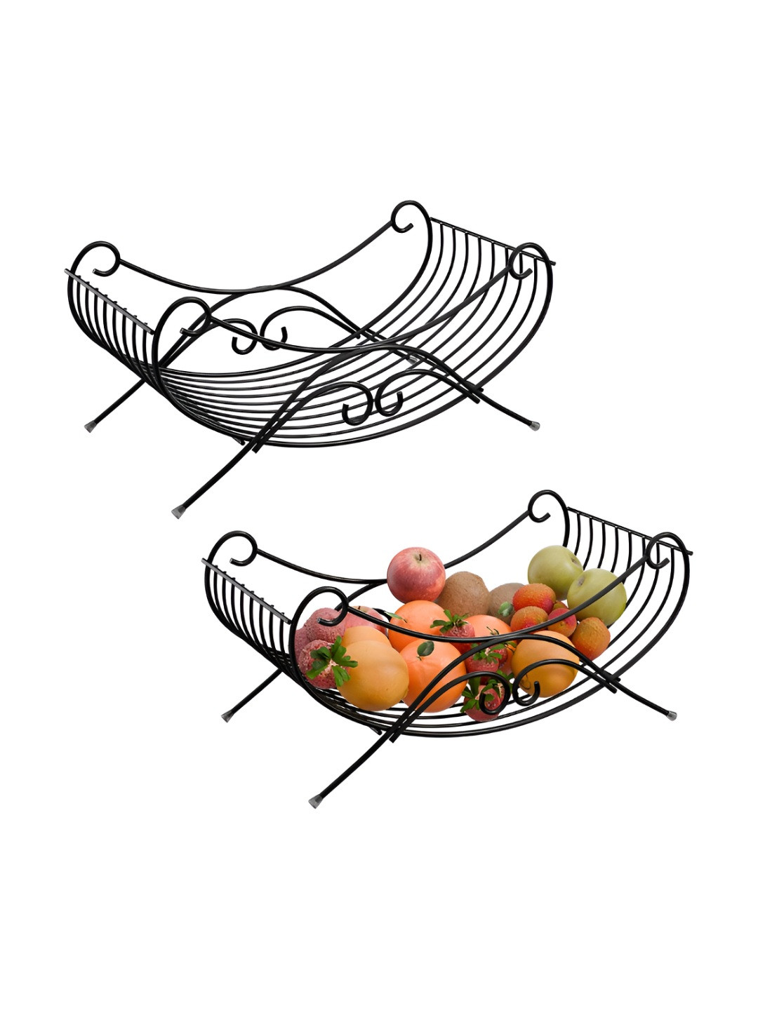 RUBOXA Black 2 Piece Metal Safe Pack Fruit and Vegetable Basket