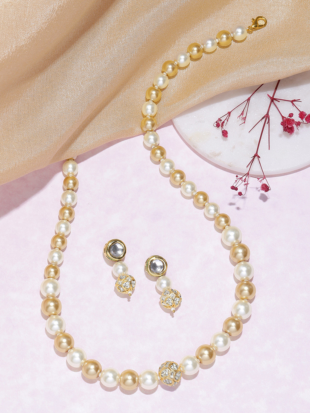 MANSIYAORANGE Gold Plated Pearl Jewelry Set