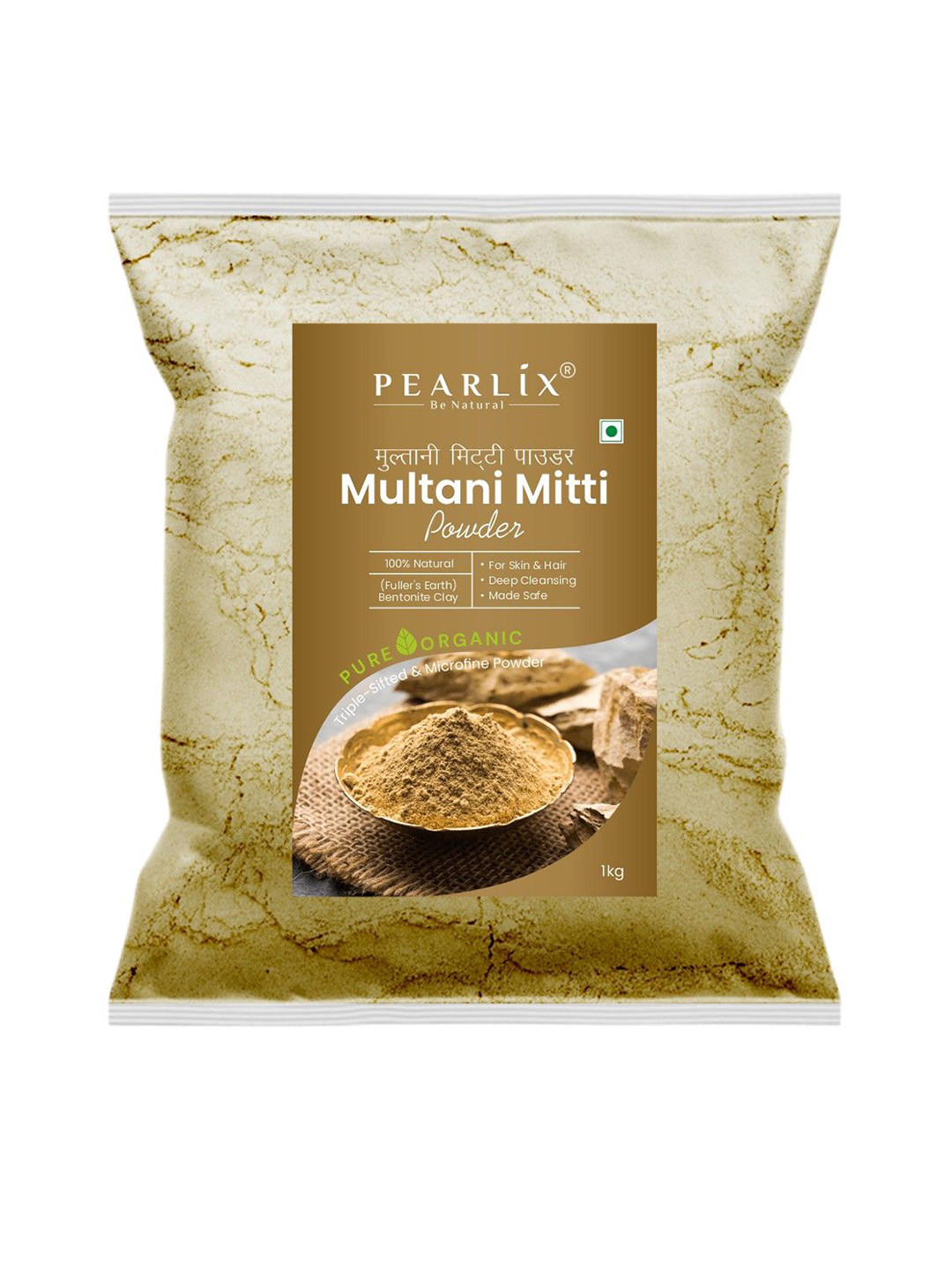 Pearlix Be Natural Organic Multani Mitti Powder For Face & Hair - 1 Kg