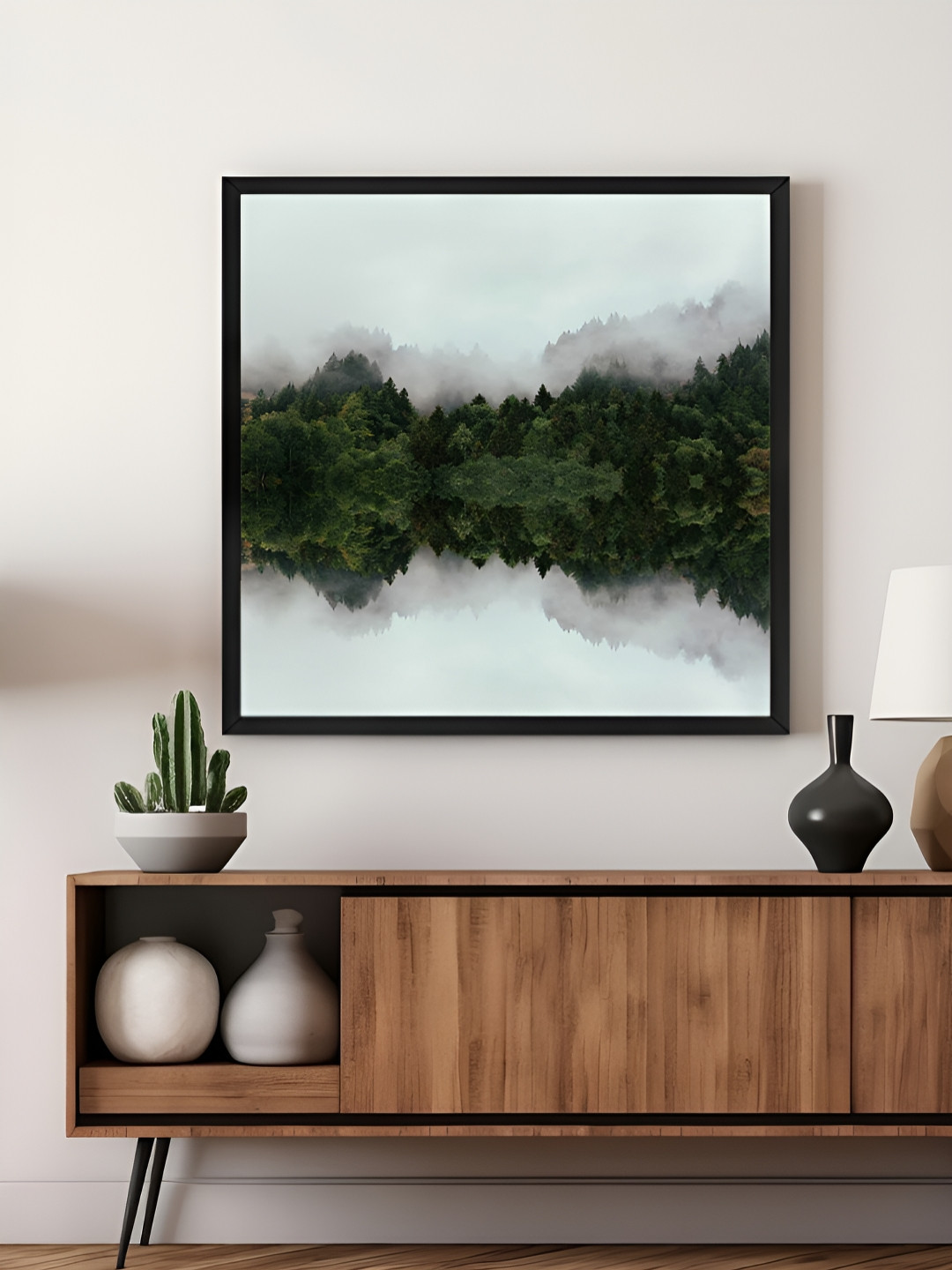 999Store Grey & Green Forest Printed Canvas Wall Art