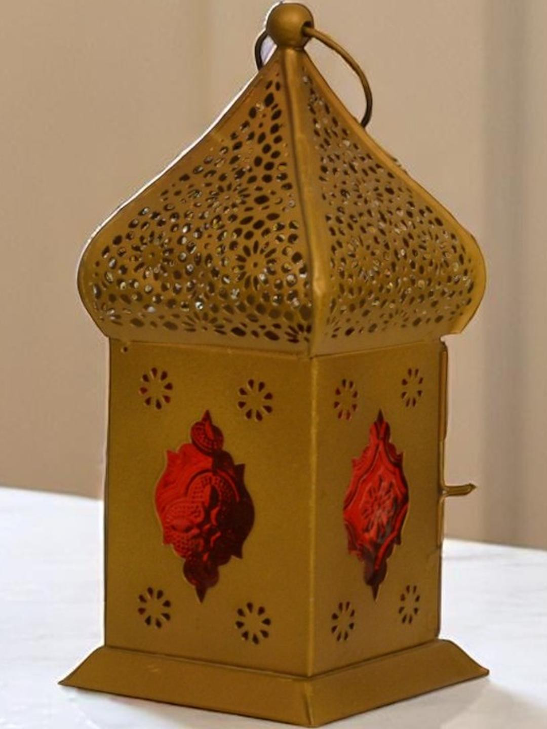 Kreative Arts Gold-Toned & Red Candle Holder