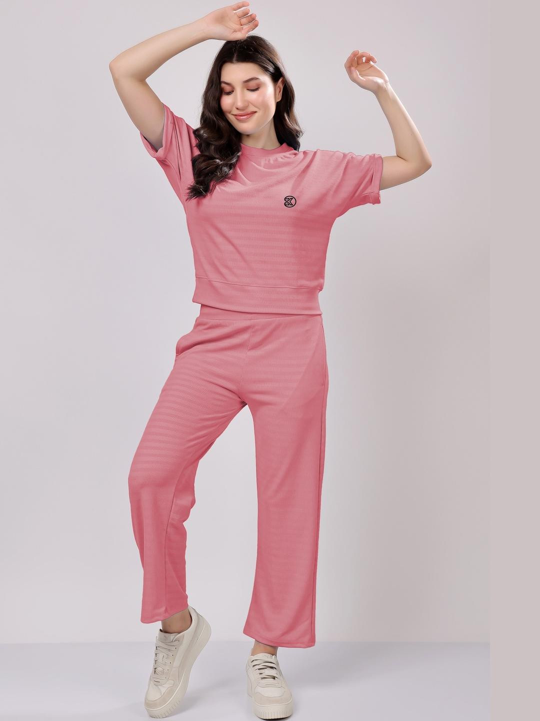 FITIN OUTFIT Women Pink Cotton Blend Nightdress