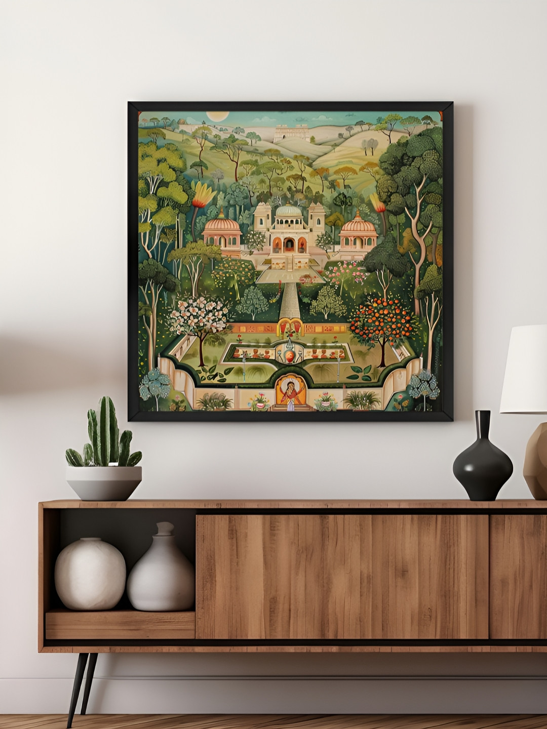 999Store Green & Blue Sanctuary of Peace Traditional Palace Canvas Painting Wall Art