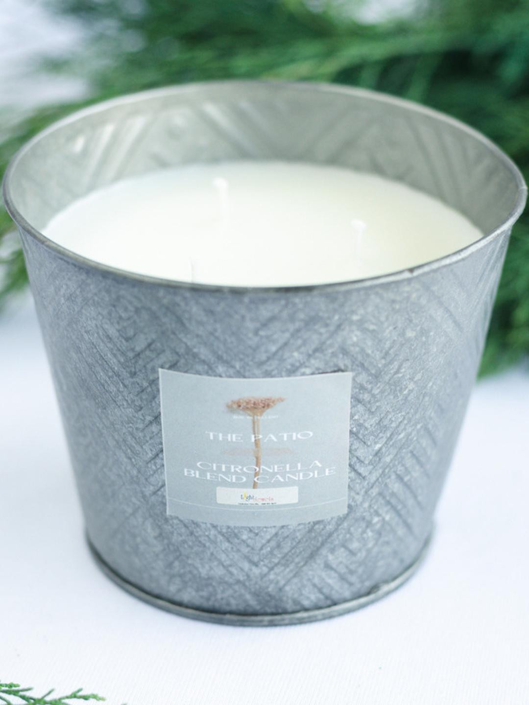 LIGHT JEWELS The Patio Citronella Oil Bucket 3 Wick Citronella Blend Geometric Jar Candles