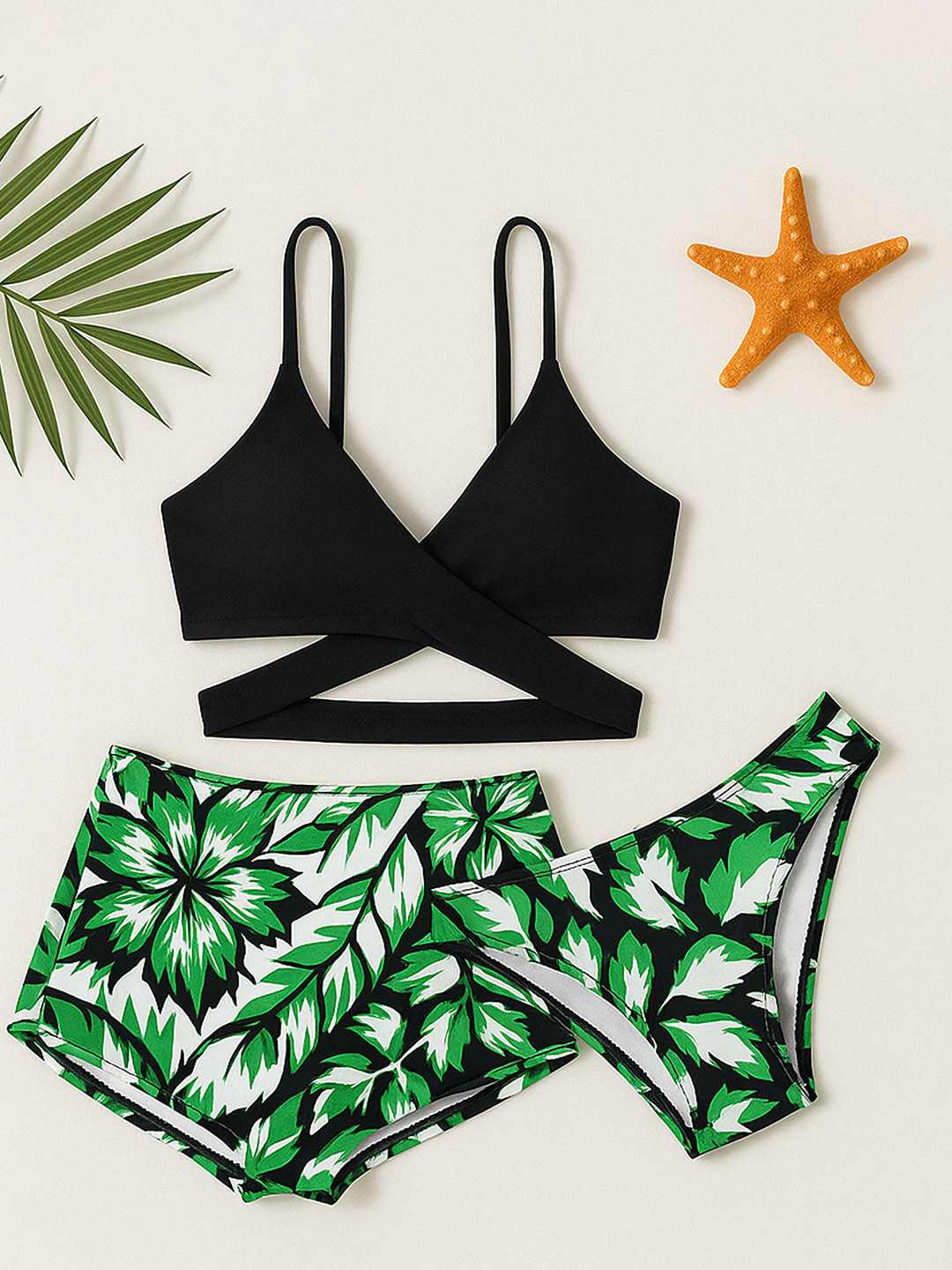 bubble berry Girls Tropical Printed 3-Piece Swim Cover Up Set