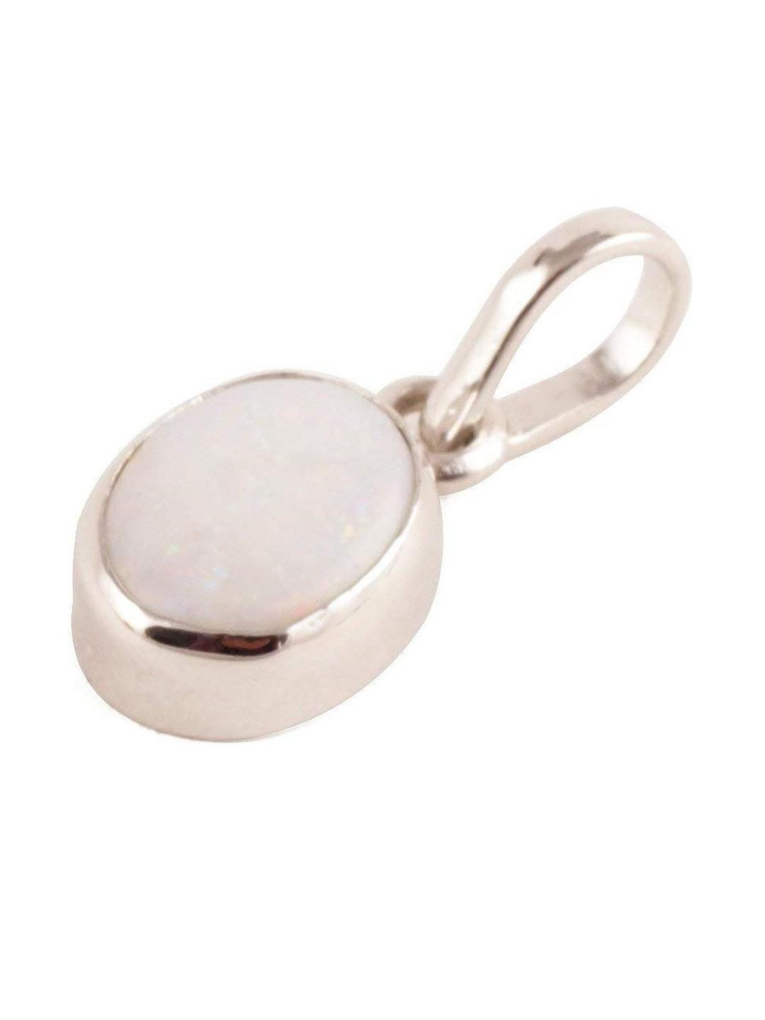 AURRA STORES Silver-Plated Australian Opal White Stone Pendant