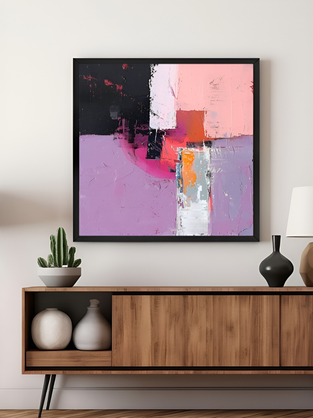999Store Purple & Pink Canvas Geometric Abstract Wall Art