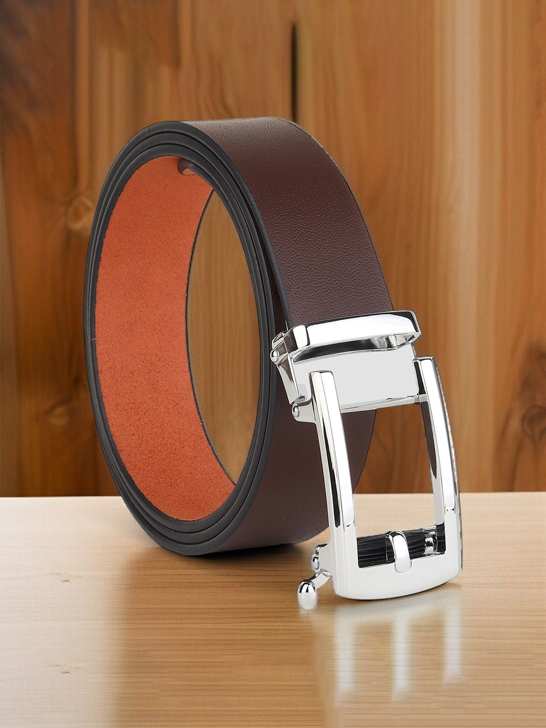 Provogue Men Textured Leather Formal Belt AEXO-239-BR