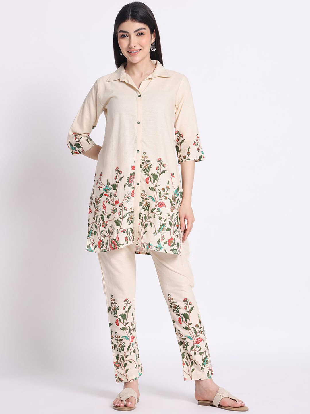 Silselah Printed Pure Cotton Tunic & Trousers Co-ord Set