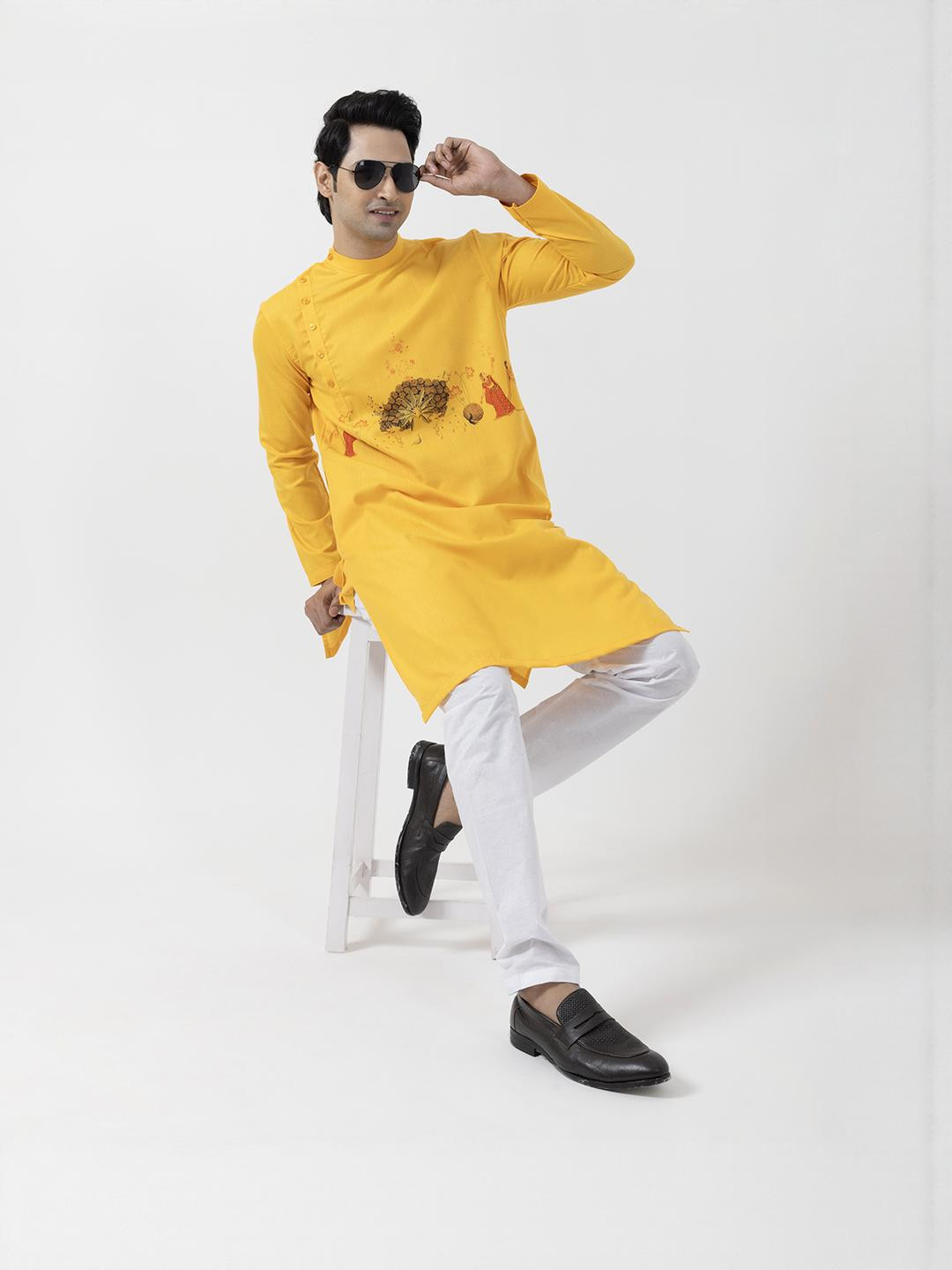 PulseIQ Men Mustard Kurtas
