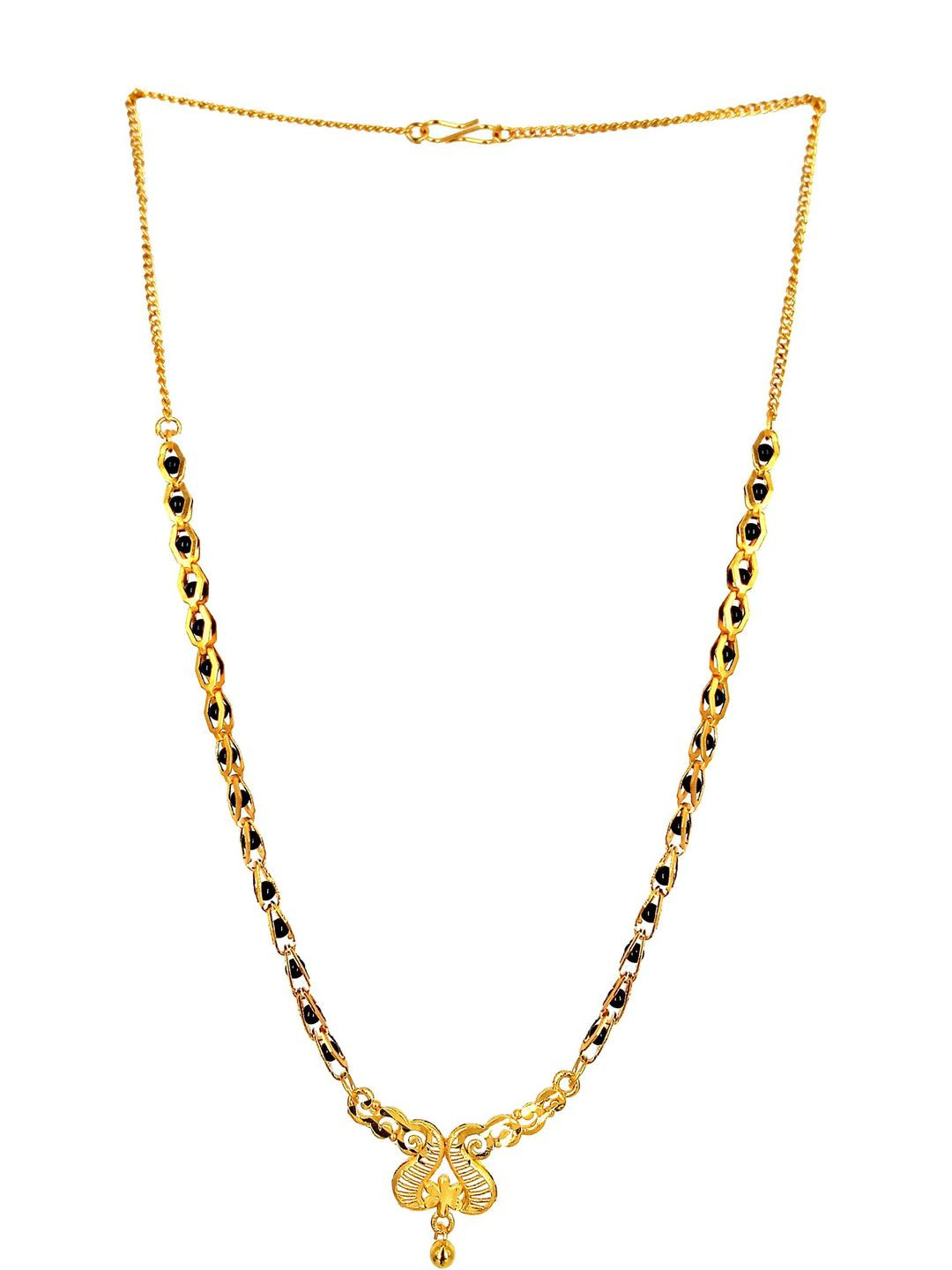 SHANKHRAJ MALL Pack of 2 Gold  & Black Gold-Plated Mangalsutra with Artificial Beads