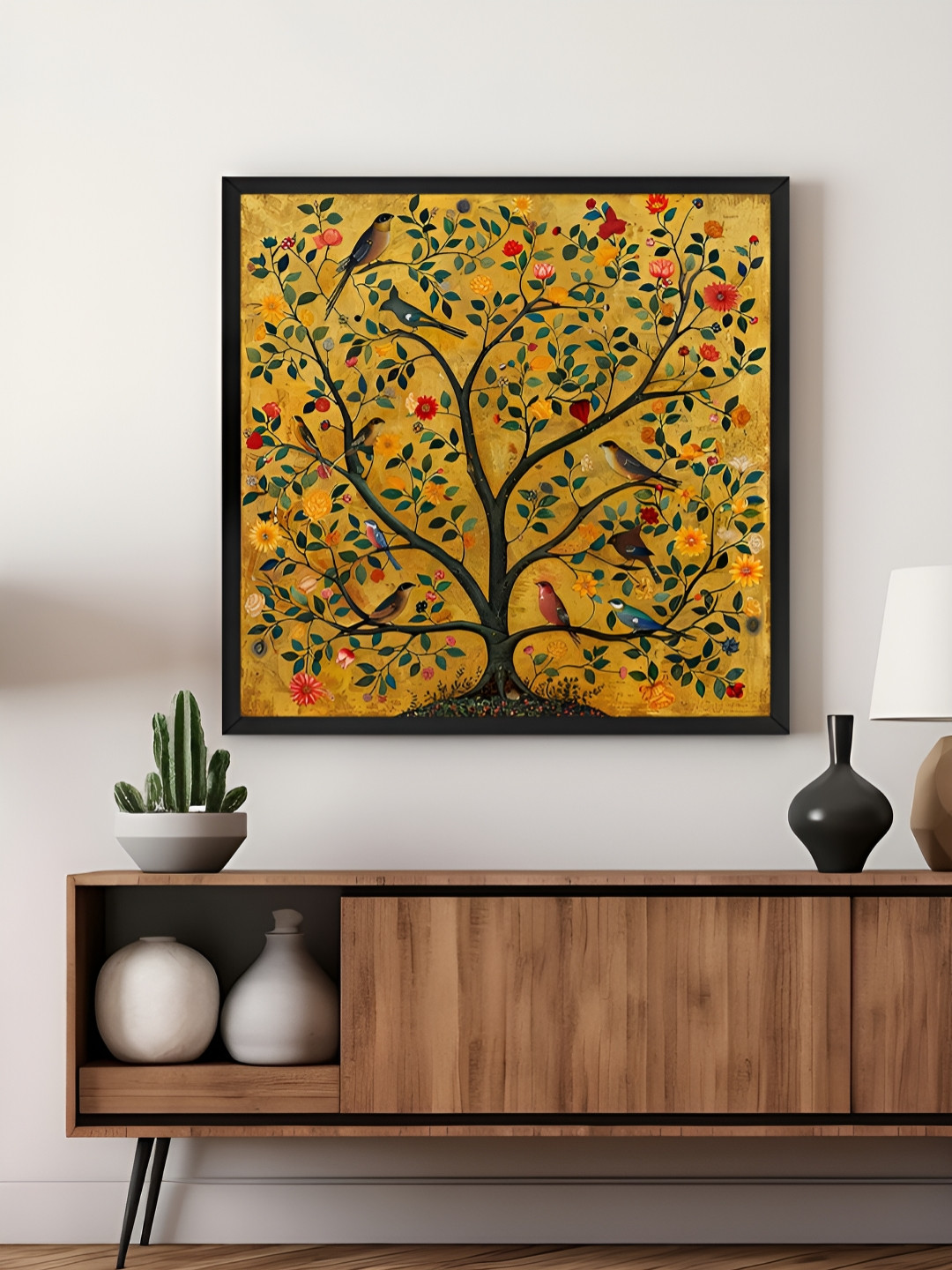 999Store Yellow & Green An Artistic Representation Of A Tree Canvas Painting Wall Art