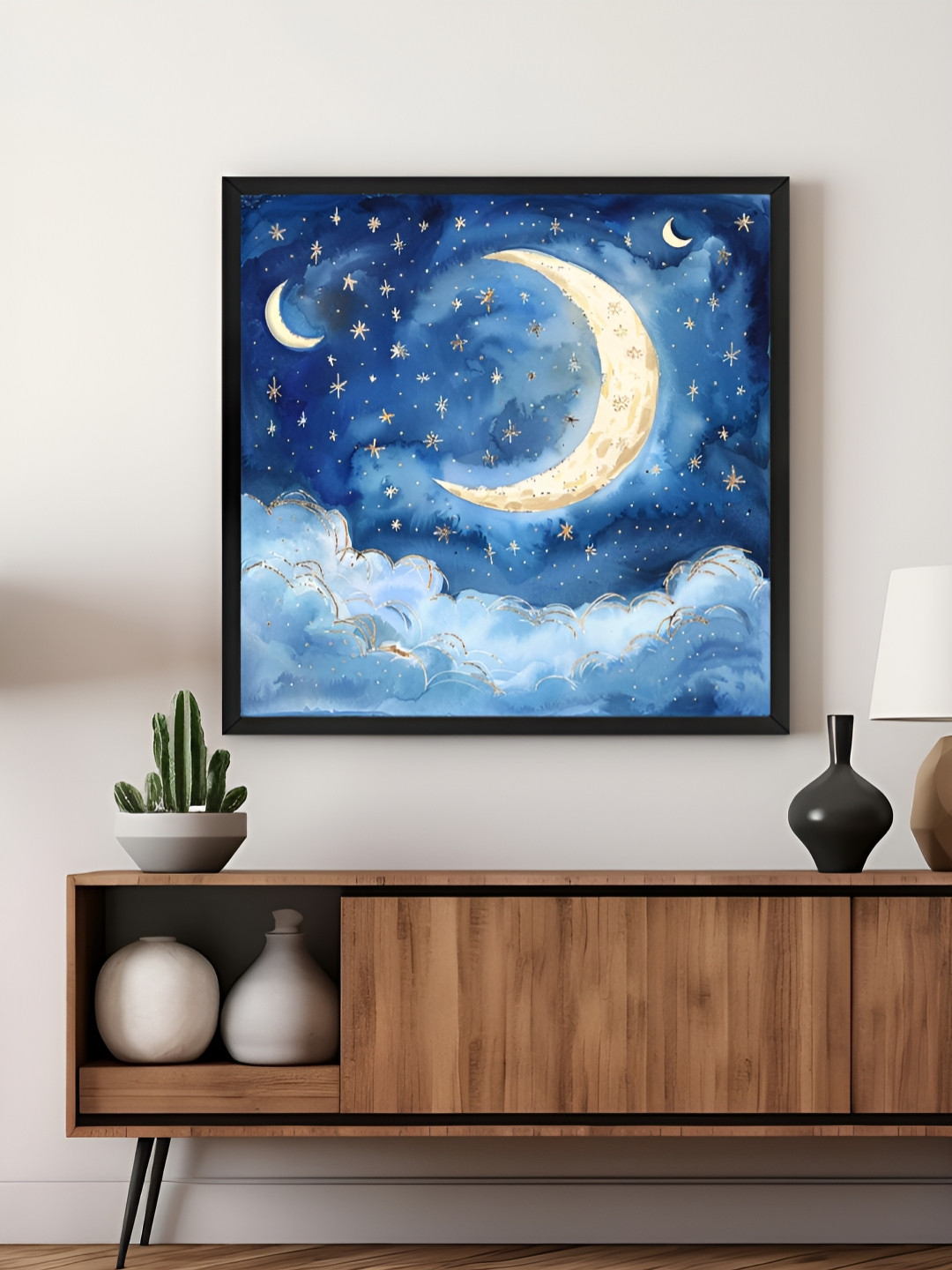 999Store Blue & Beige Dreamy Night Sky Canvas Wall Art