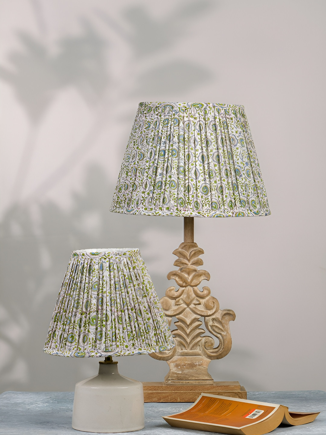 Inara Green & White Floral Printed Bell Shaped LampShade