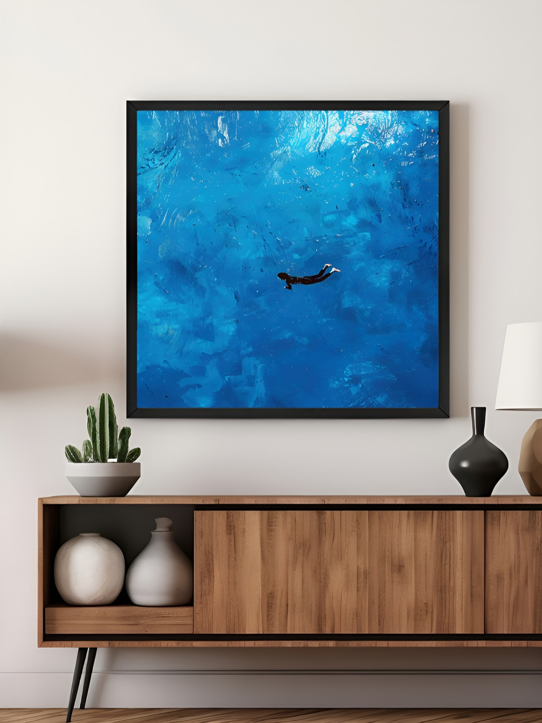 999Store Blue & Black Diver Ocean Canvas Wall Art
