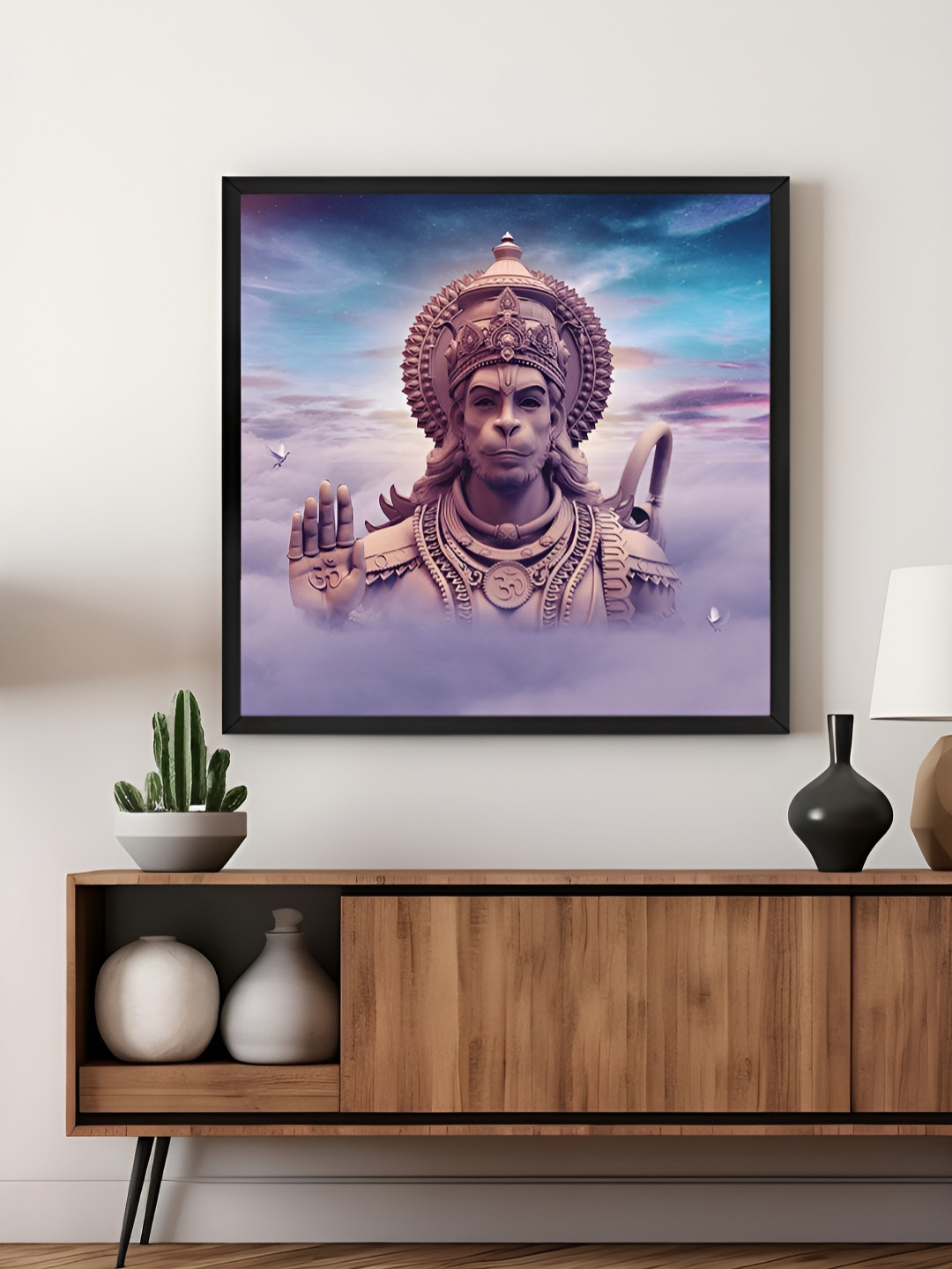 999Store Blue & Beige Canvas Chakra Meditation Hanuman Religious Wall Art