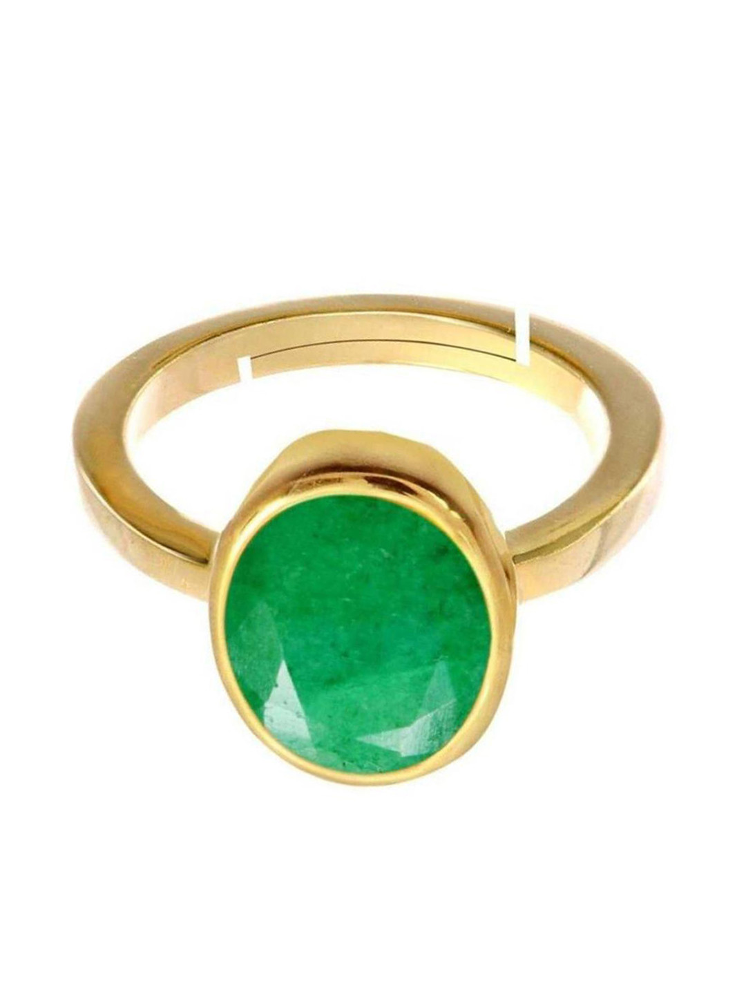 GenZcomplex Green Brass Emerald Gold-Plated Finger Ring