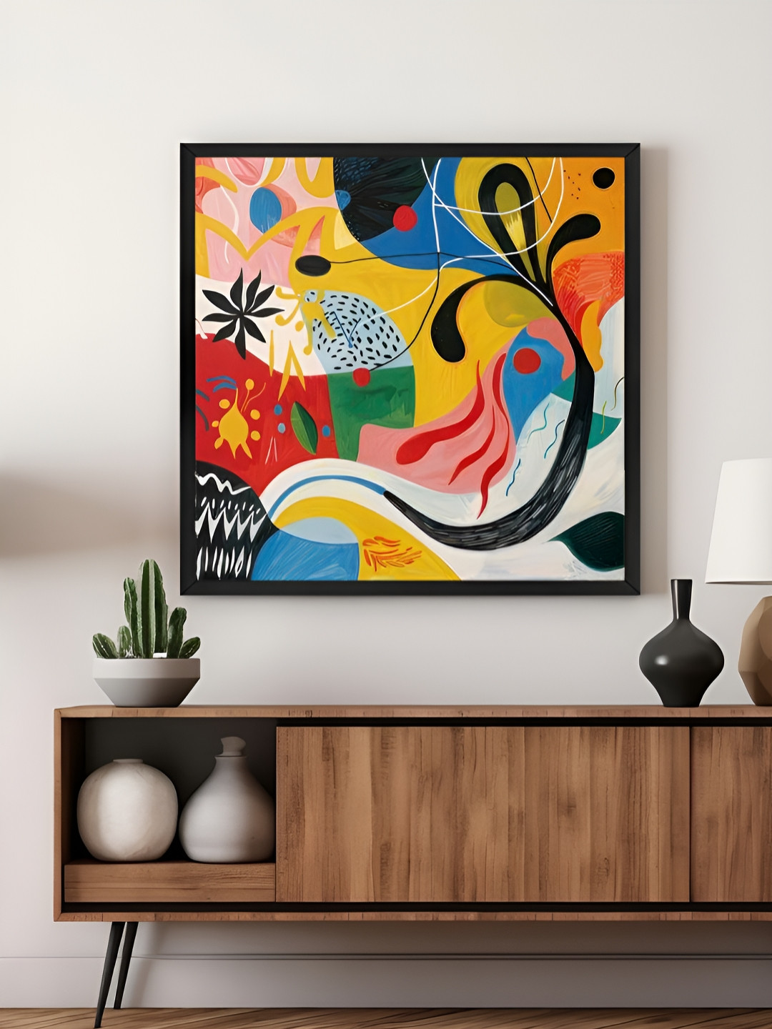 999Store Yellow & Red Abstract Canvas Wall Art