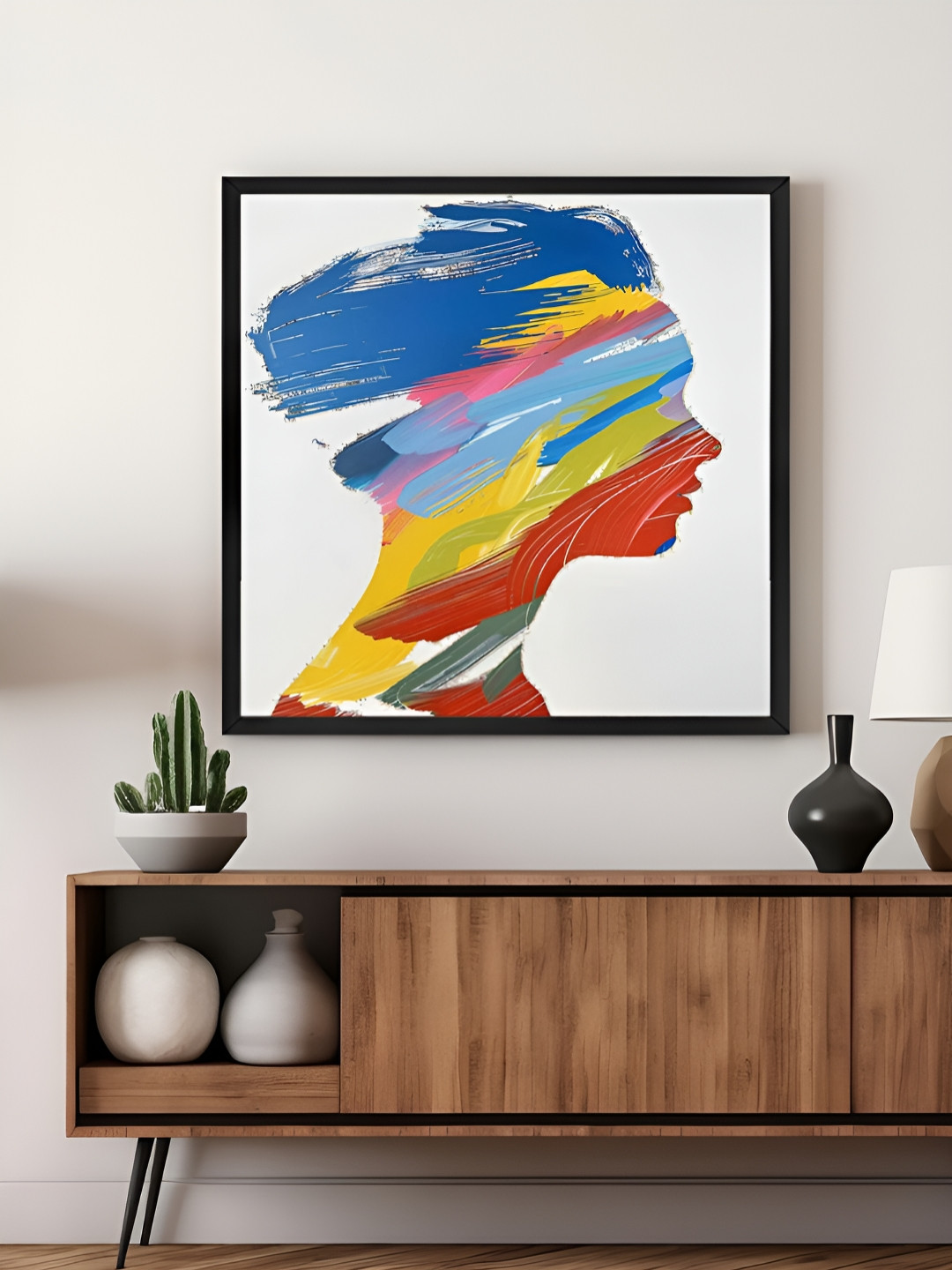 999Store Blue & Red Canvas Modern Silhouette Wall Art