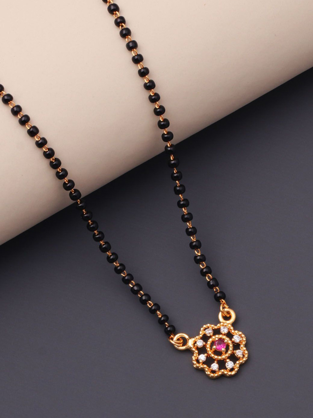 CAPILITE Jewellers Gold-Plated Zircon Mangalsutra