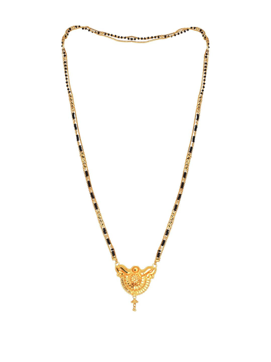 SHANKHRAJ MALL Women Pack Of 2 Gold-Plated Artificial Beads Slip-On Mangalsutra