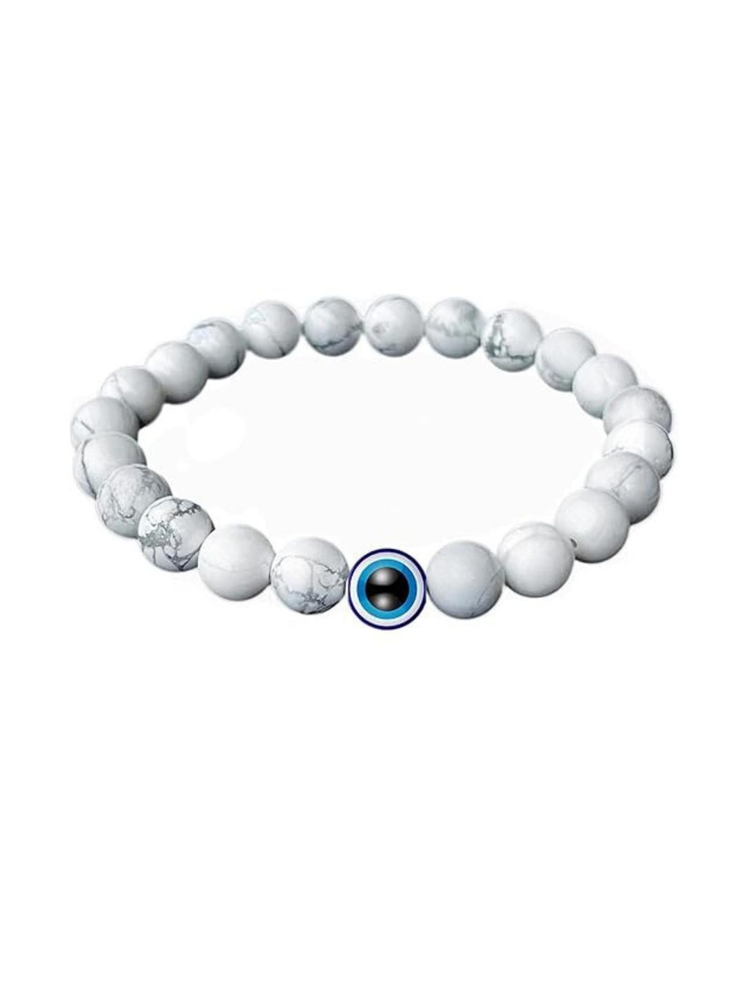 VIBESLE Unisex Crystals Slip-on Bracelet with Evil Eye Beads