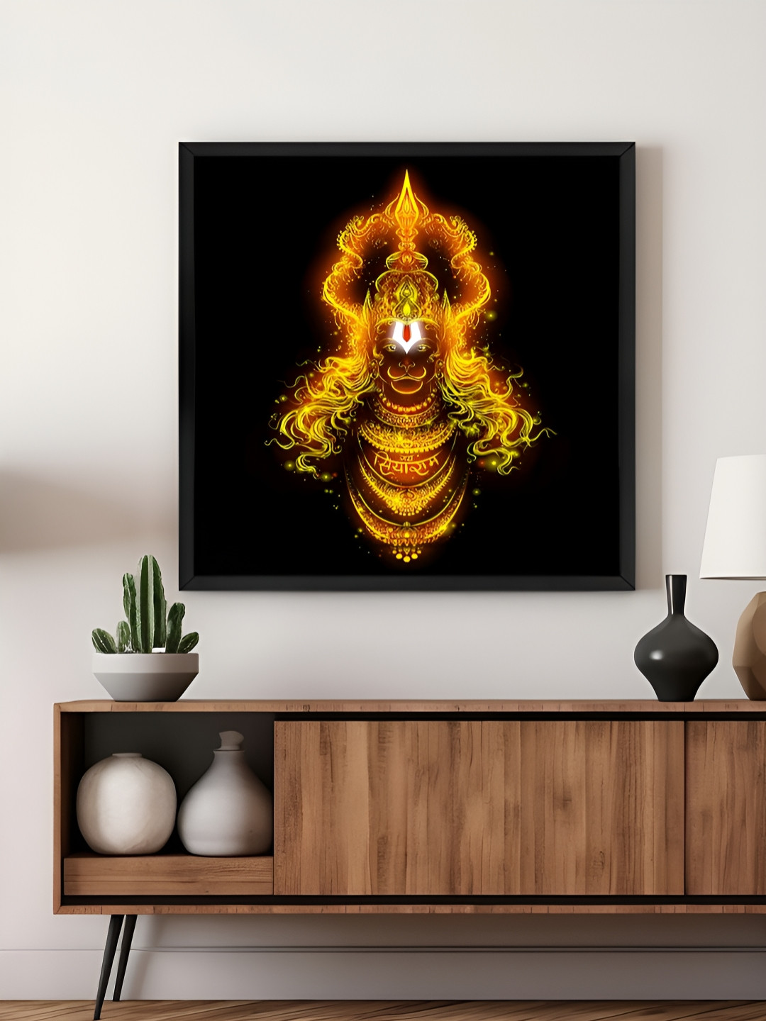 999Store Black & Yellow Mystical Hanuman Canvas Wall Art