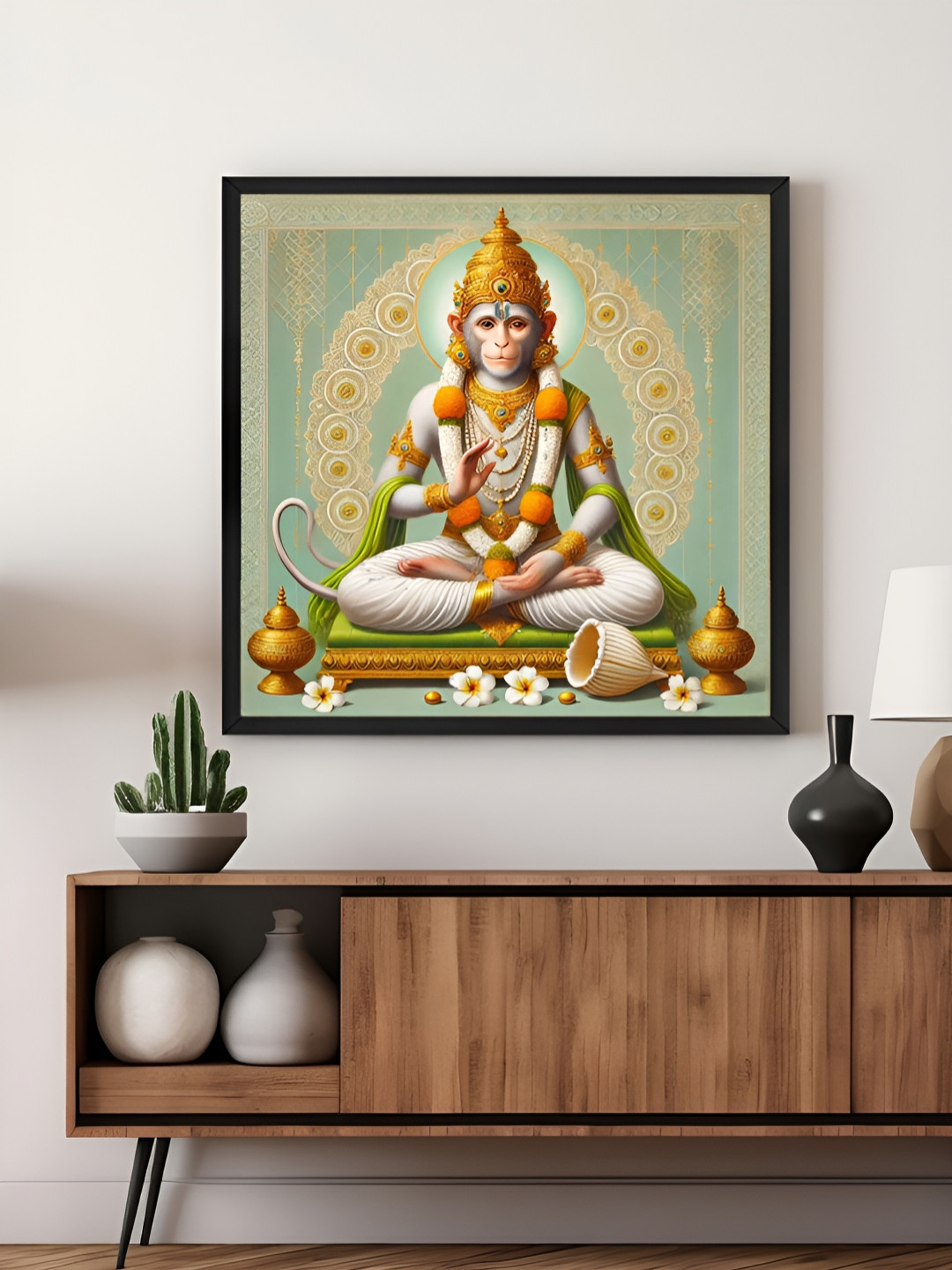 999Store White & Grey Hanuman Canvas Painting Wall Art