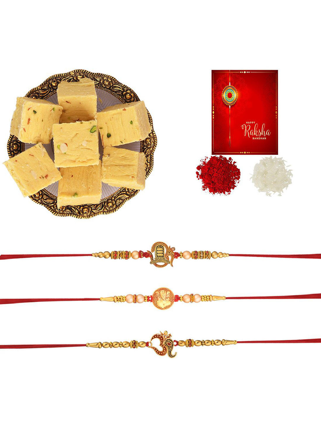 POORAK 6-Pcs Assorted Rakhi With Greeting Card Rakhi Celebration & Roli Chawal