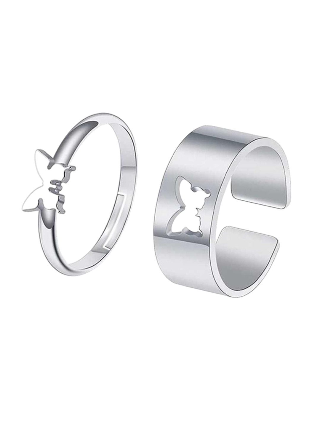 Ringzinnie Set Of 2 Butterfly Shape Detailed Adjustable Finger Rings