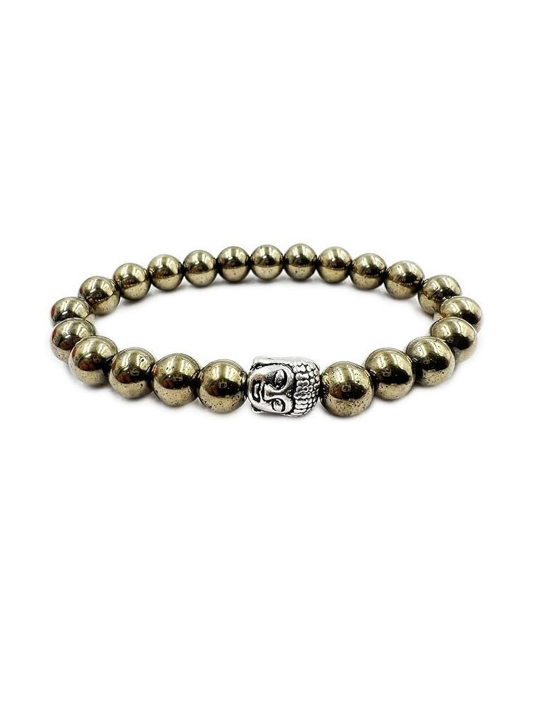VIBESLE Unisex Handcrafted Pyrite And Budha Beads Bracelet