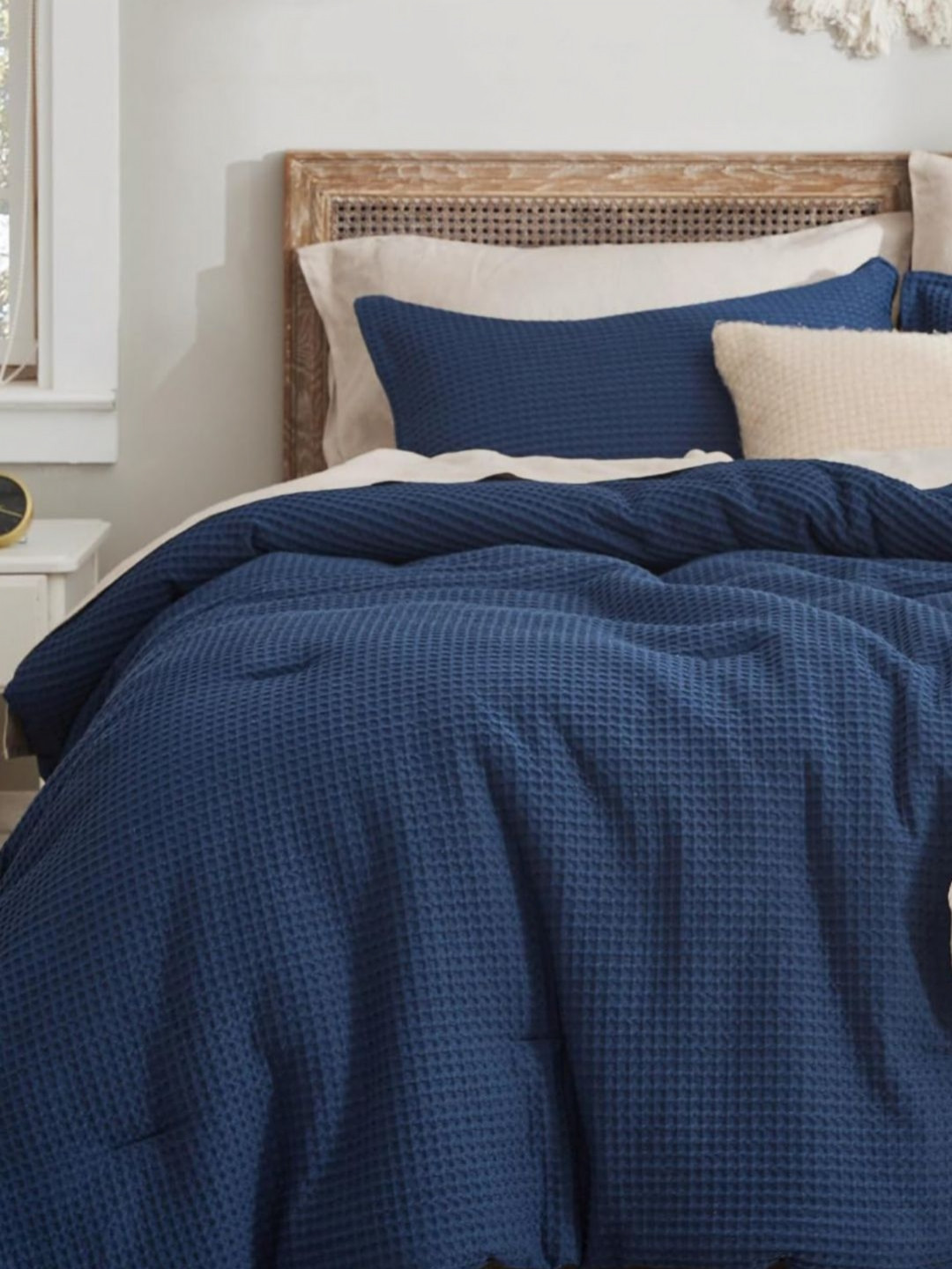 San Marino Striped Waffled Double Bed Comforter Bedding Set