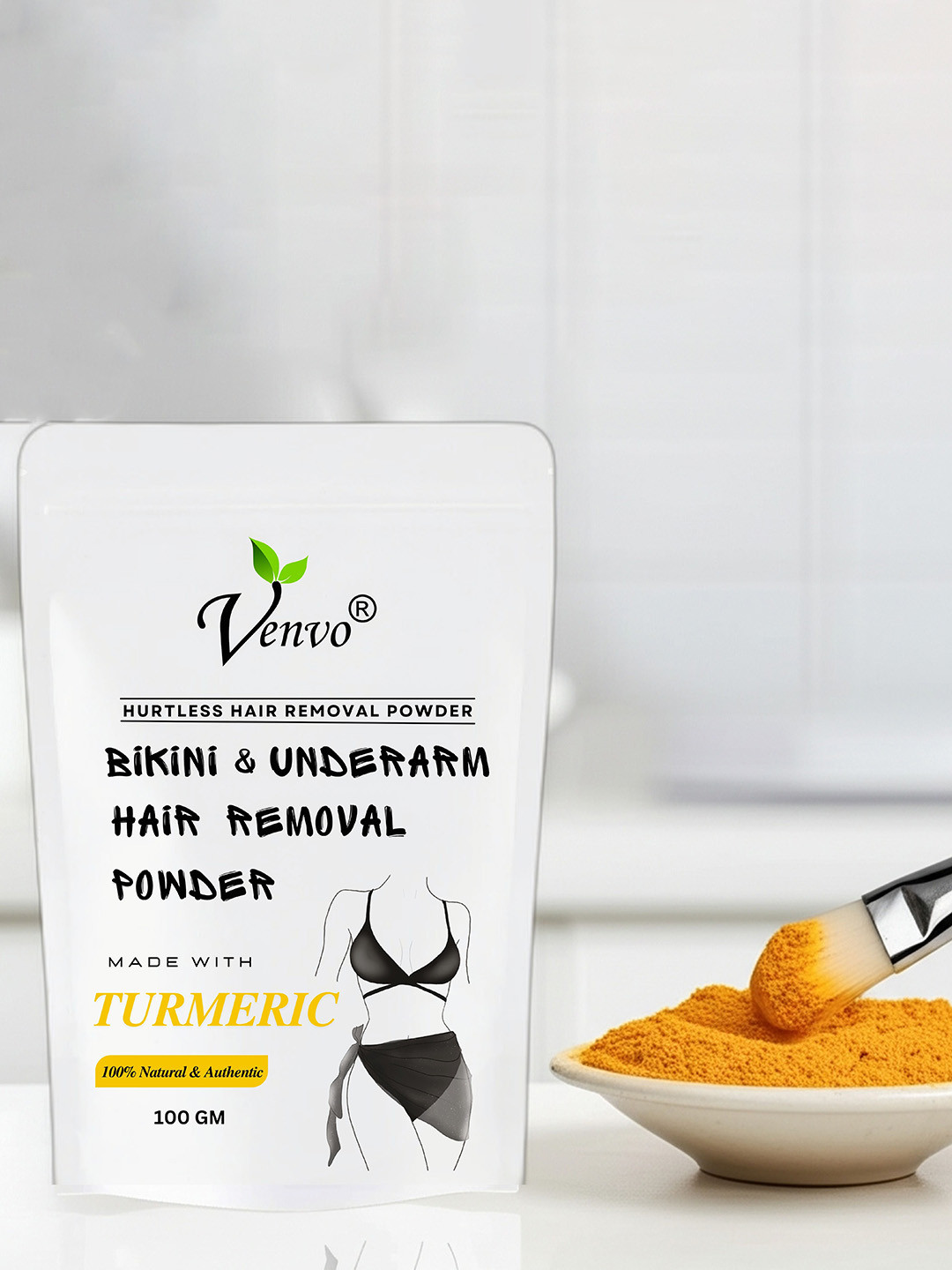 VENVO Bikini & Underarm Hair Removal Turmeric Powder Wax- 100 g