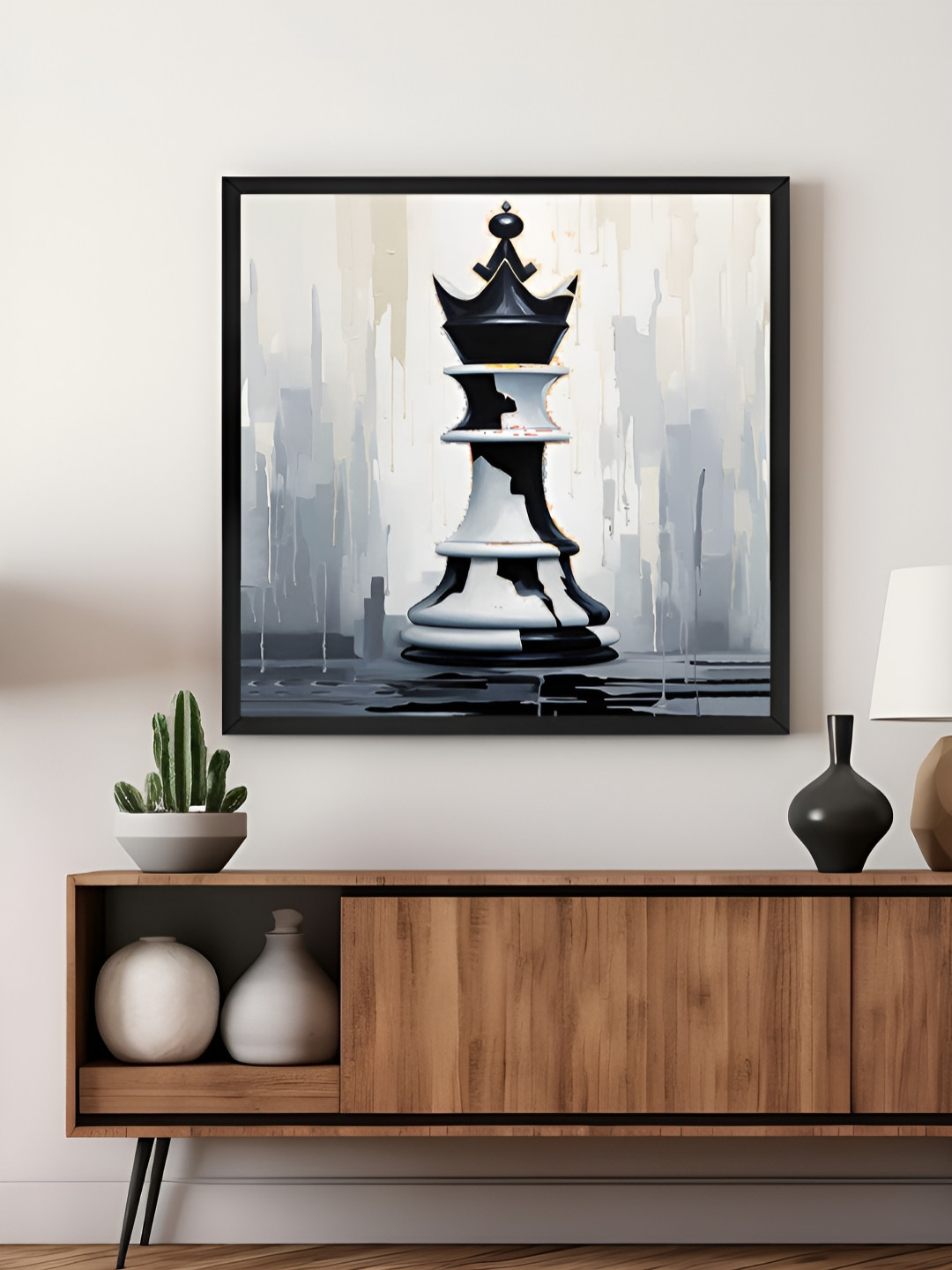 999Store Grey & White Canvas Chess King Wall Art